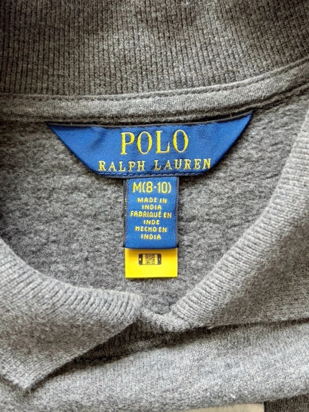 POLO RALPH LAUREN Sweatshirt Girls Youth Medium 8/10 Gray Patch Logo Pullover - Picture 5 of 11